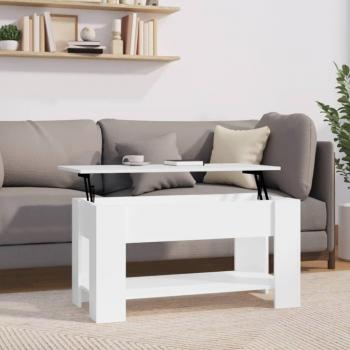 High Gloss White Coffee Table 101x49x52 cm Engineered Wood