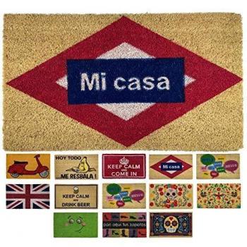 LucaHome - Felpudo de Coco Natural 70x40 con Base Antideslizante, Felpudo de Coco Divertido Metro Mi casa, Felpudo Absorbente Entrada casa, Ideal para Puerta Exterior o Pasillo