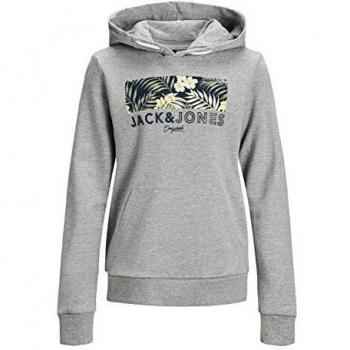 Jack & Jones Sudadera Cremallera JORTROPIC Sweat Hood JR para Hombre Hombre Color: Light Grey Melange Talla: 140