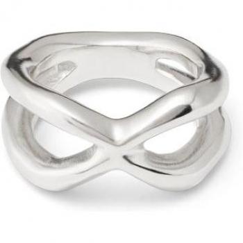 Anillo Uno de 50 con forma de pata de araña cruzada bañado en plata de ley