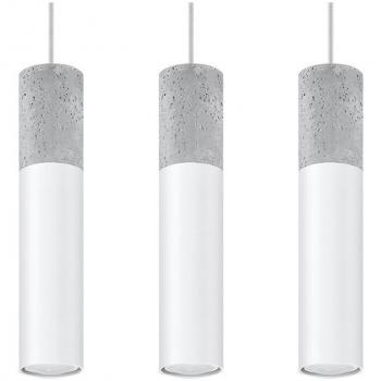 Lámpara Colgante Borgio 3 Luces GU10 Acero y Cemento Blanco Gris 90cm LEDBOX