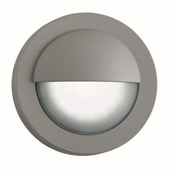 Luz de jardín LED exterior gris con 1 bombilla, altura de 14 cm, material de aluminio y vidrio, clasificación IP44