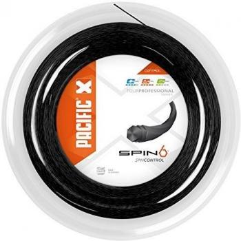 Pacific Spin 6 Cuerdas Tenis Rollo de 200 Metros, Colour Negro, 1.25 mm