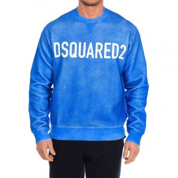 Sudadera de algodón azul con cuello redondo para hombre Dsquared2 - Talla Mediana