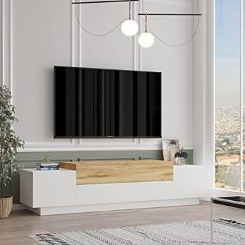Mueble TV Bajo Fonda 160 cm Blanco con Fieltro