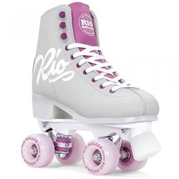 Rio Roller Quad Patines 4 Ruedas Script Gris-Lila L, Patinaje Adultos Unisex, Multicolor (Grey/Purple), Talla 40.5