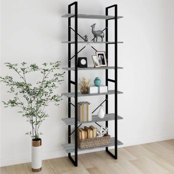 Armario alto de madera contrachapada 80x30x210 cm en blanco, gris y gris hormigón - Mueble de almacenaje estantería para oficina, estudio, sala de estar y dormitorio