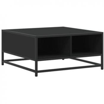 Mesa de centro madera ingeniería y metal negro 60,5x60,5x30 cm