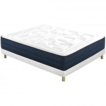 Cama 140 x 200 cm con somier tapizado y colchón viscoelástico BENJI