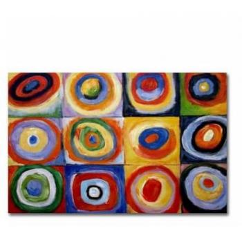 Impresión sobre Lienzo Kandinsky Círculos Multicolor 100x3x70 cm - Poliéster y Madera