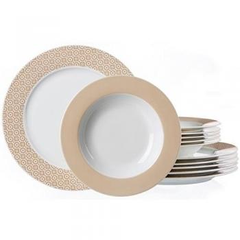 Ritzenhoff & Breker 064995 Vajilla Genova, 12 piezas Vajilla Porcelana 32 x 29 x 34 cm, color blanco/crema