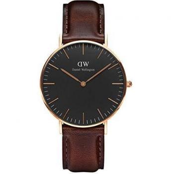 Reloj de Mujer Daniel Wellington Classic Black Bristol 36mm con Caja Rose Gold y Correa de Piel Marrón