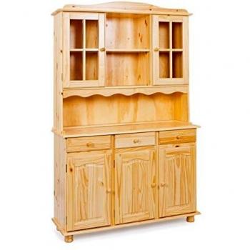 Aparador Toscana de Pino Natural con 5 Puertas y 3 Cajones, Dimensiones 130x198x32 cm