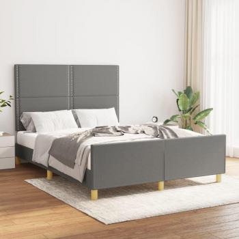 Cama solar sin colchón de Tela Gris oscuro 140x200 cm con estructura y cabecero
