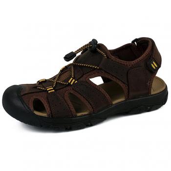 Sandalias Deportivas Verano Los Hombre, Senderismo Cuero Al Aire Libre Pescador Playa Zapatos Impermeables Playa Marrón Verde 38-48 Oscuro Marrón 42