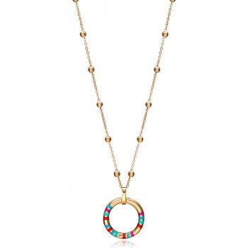 Collar Viceroy Chic de acero con anilla en rayas de esmalte en tonos multicolor