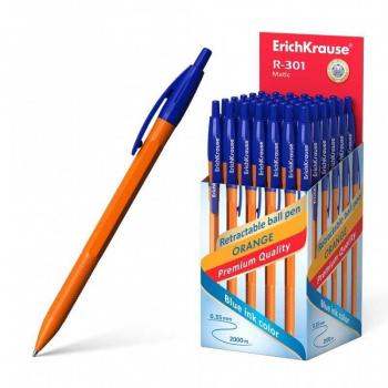 Bolígrafo Automático Erichkrause R-301 Naranja Matic 0.7mm - Cuerpo Hexagonal Opaco - Grip Antideslizante - Tinta de Secado Rápido