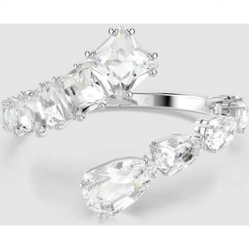 Brazalete Matrix Swarovski Bañado en Rodio con Cristales Transparentes y Corte Mixto