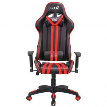 Sillón Gaming Cool Ottawa Negro/Rojo con reposabrazos ajustables, soporte lumbar ergonómico, base robusta de metal, ruedas giratorias y tapizado en cuero sintético