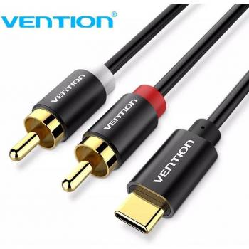 Cable de audio USB C a 2 RCA macho Vention 1.5m para iPhone, Samsung y Xiaomi - negro