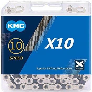 KMC Cadena Unisex X10 de 10 velocidades, Plateada/Negra, 122 eslabones