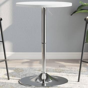 Mesa de Bar Alta Blanca 50x50x90 cm Madera Multicapa y Acero Cromado