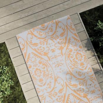 Alfombra de exterior PP naranja y blanca 80x250 cm