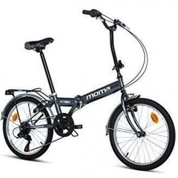 Moma Bikes Bicicleta Plegable Urbana STREET, SHIMANO 6V, Color Gris, Tamaño Unic Size