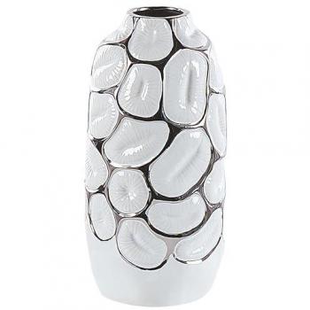 Vaso Decorativo de Cerámica Blanca 28 cm Estilo Glamour