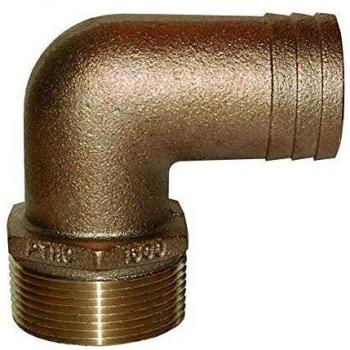 GROCO Standard Flow 90 Degree Bronze Elbow Fitting - 1-1/4 NPT x 1-1/8 ID