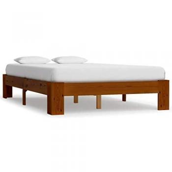 vidaXL Madera Maciza Pino Estructura de Cama Mobiliario Casa Clásica Práctica Cómoda Moderna Robusta y Duradera Sin Colchón Marrón Clara 120x200cm