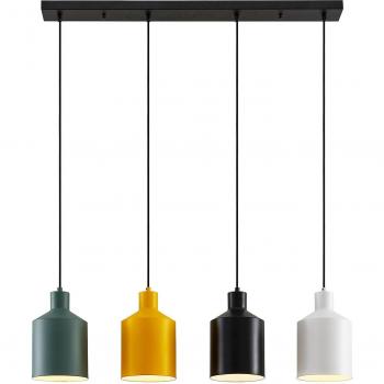 Lámpara colgante moderna Lindby Tirane en negro, hecha de metal, con pantalla colorida, 4 llamas E27, ideal para salón y comedor