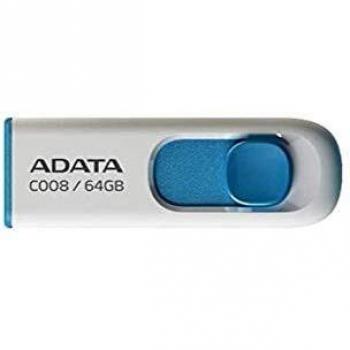 AData AC008 - Memoria Flash USB de 64 GB, Color Blanco y Azul