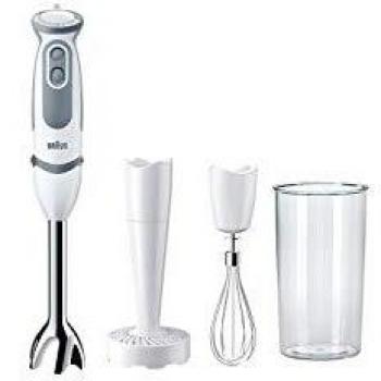 Braun MultiQuick 5 Vario MQ5207WH Batidora de Mano con Potencia de 1000W, Tecnología SplashControl, Velocidad Variable y Accesorios Incluidos - Color Blanco/Gris