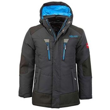 Trollkids Parka Infantil de Invierno con Forro Polar y Chaqueta de Esquí Narvik, Color Gris Oscuro/Azul Medio Talla 4 años