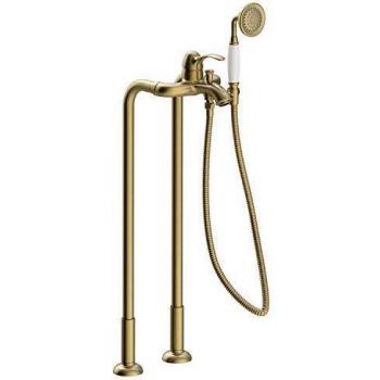 Monomando bañera‑ducha con tomas de agua a suelo. Ducha de mano anticalcárea. Flexo doble engatillado-24219402LV