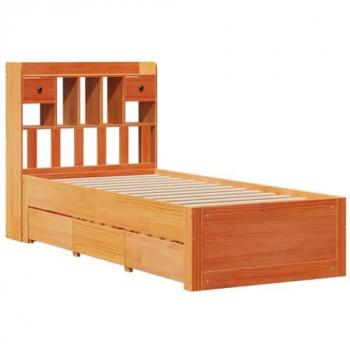 Sofá con estantería sin colchón madera maciza marrón 90x200 cm, Cama, Muebles de Dormitorio, Cama con Almacenamiento, Cama Individual