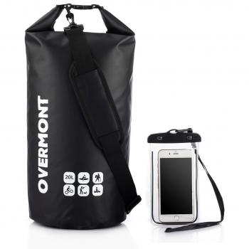 Overmont 20L Bolsa impermeable 500D PVC para gimnasio playa natación camping senderismo surf piscina esquí deporte al aire libre color negro/azul/naranja/verde+ bolsa impermeable para movil de 5.5 pulgadas como regalo