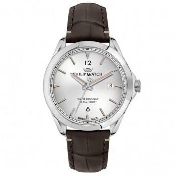 Reloj Hombre Philip Watch R8251165007 - Movimiento de cuarzo, caja de acero inoxidable, esfera negra, cristal mineral, resistencia al agua hasta 100 metros, correa de acero inoxidable