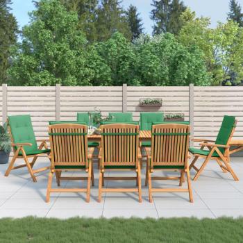 Reclining Garden Chairs Set with Cushions - 8 pcs Solid Teak Wood