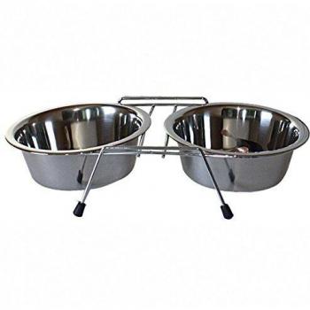 ICA CAD2120 Comedero Doble de Acero Inoxidable Standard, Gris
