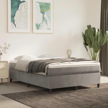 Cama box spring de muelles con colchón de terciopelo gris claro 140x200 cm