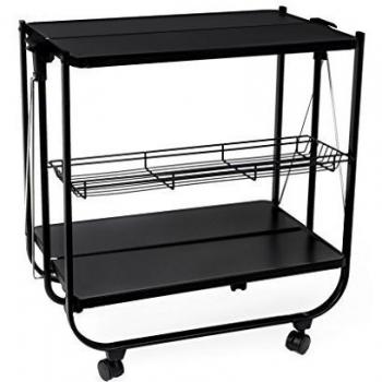 Balvi Carrito Servicio Origami Color Negro Plegable con Ruedas Metal 69x68x40cm