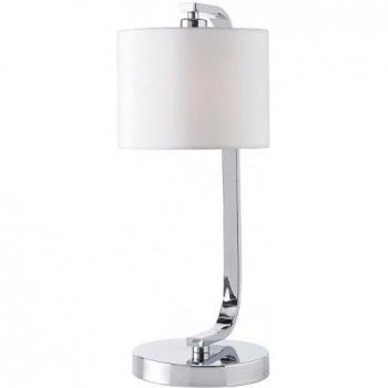 Lámpara de mesa para conservas, cromo, efecto seda blanco, E14 - Endon