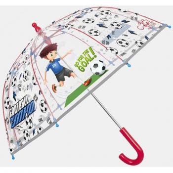 Paraguas Infantil Manual Transparente con Dibujo de Fútbol