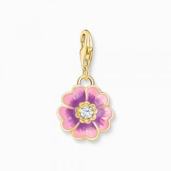 Thomas Sabo Gold Plated Flower Power Charm with CZ and Enamel