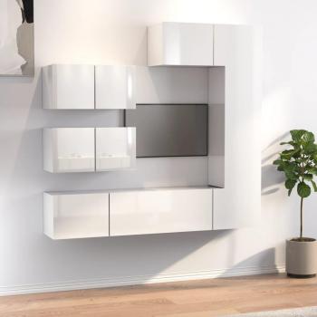 Set de Muebles para TV 6 Piezas en Madera Contrachapada Blanco Brillante