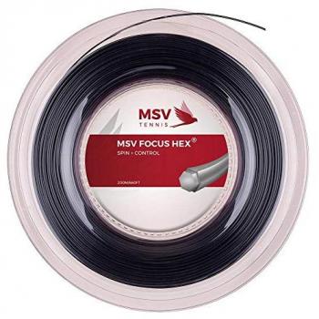 MSV Focus-HEX Bobinas De Cordaje 200m - Negro, Cuerda de tenis, longitud de 200 metros, color negro, diseño hexagonal para mayor efecto y control