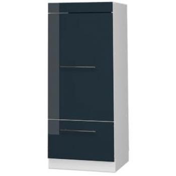 Armario para microondas Fame-Line, Azul oscuro alto brillo, 60 cm con cajón y puerta
