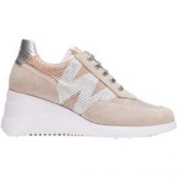 Zapatillas de piel Dallas beige con cuña y plataforma Wonders
